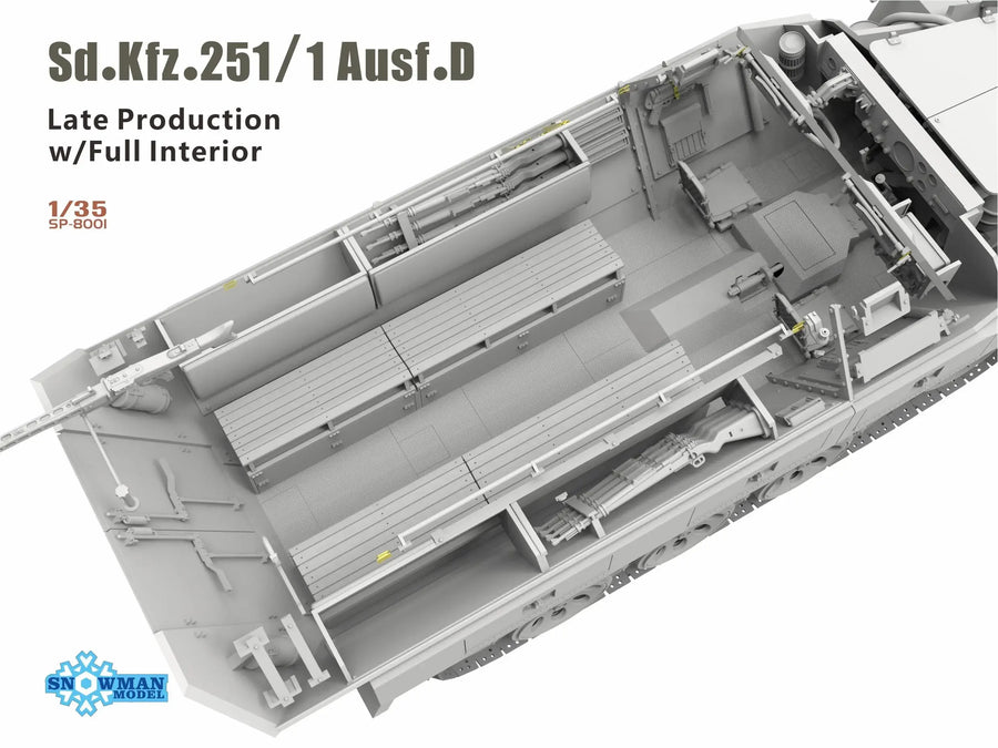 SNOWMAN SP-8001 1/35 German Sd Kfz.251/1 Ausf.D Half Tracked Armored Personnel Later Stage Fully Internal Structure