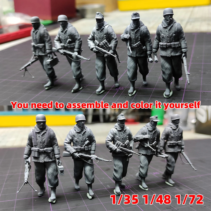WWII German Fallschirmjäger Squad 5-Figure Set 1/72 Resin Kit - resin model view 5
