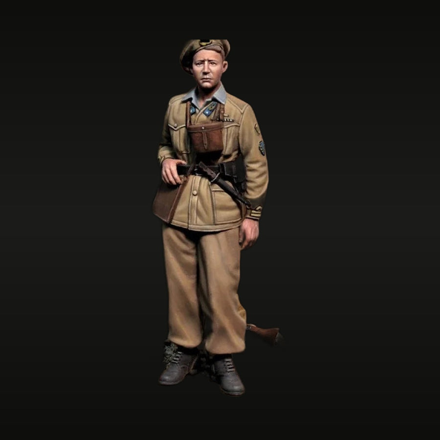 WWII British Infantry NCO with Beret and Sidearm 1/35 Resin Figure Kit - unpainted resin model kit