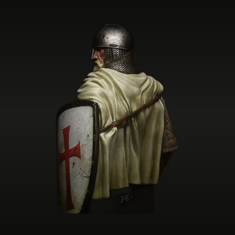 Medieval Crusader Knight with Red Cross Shield 1/9 Resin Bust Kit - unpainted resin model kit