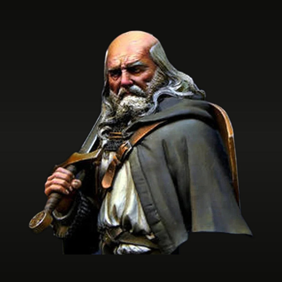 Medieval Warrior Bearded Knight with Axe 1/12 Scale Resin Bust (Painted) - unpainted resin model kit