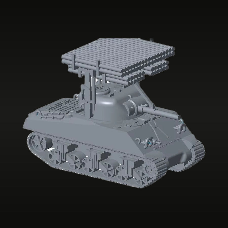 WWII US M4 Sherman T34 Calliope Rocket Launcher Tank 1/144 Resin Vehicle Kit - unpainted resin model kit