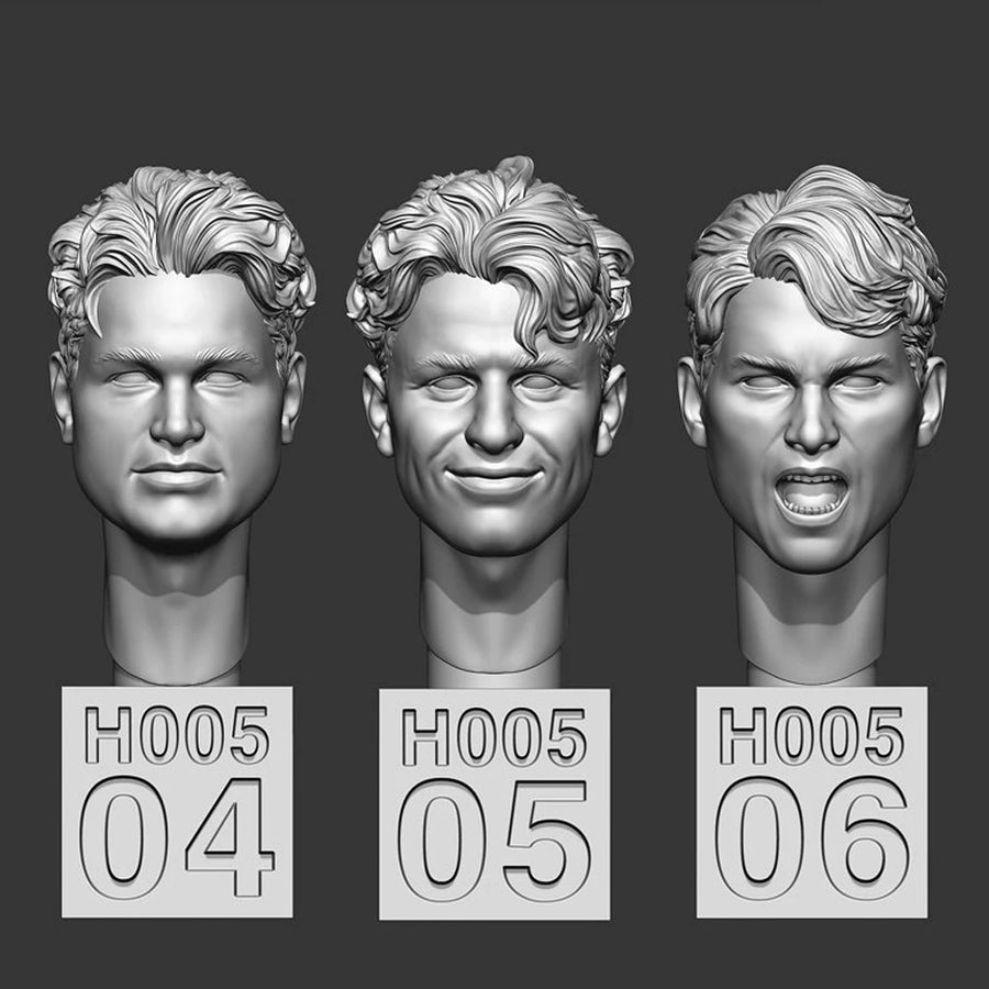 Male Head Variants H005 Set of 3 1/35 Resin Bust Kit - resin model view 2