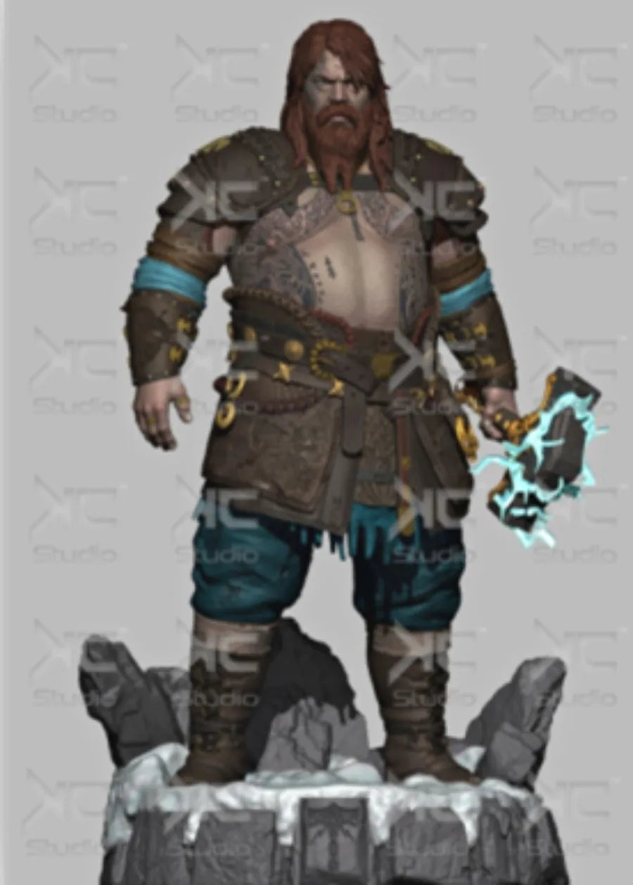 Fantasy Dwarf Warrior with Fur Cloak 1/24 Resin Figure Kit - resin model view 3