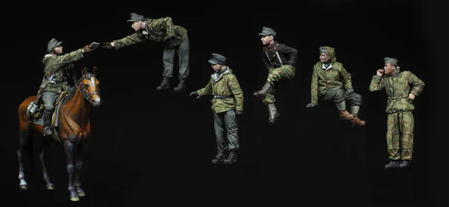 WWII German Infantry Set with Mounted Officer & Horse 1/35 Resin Kit - resin model view 2