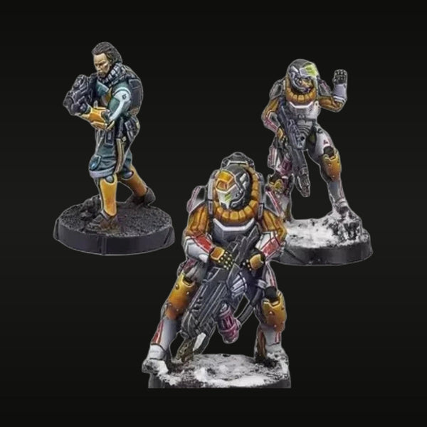 Sci-Fi Military Squad Three Soldiers Futuristic Armor 28mm Resin Figure Set