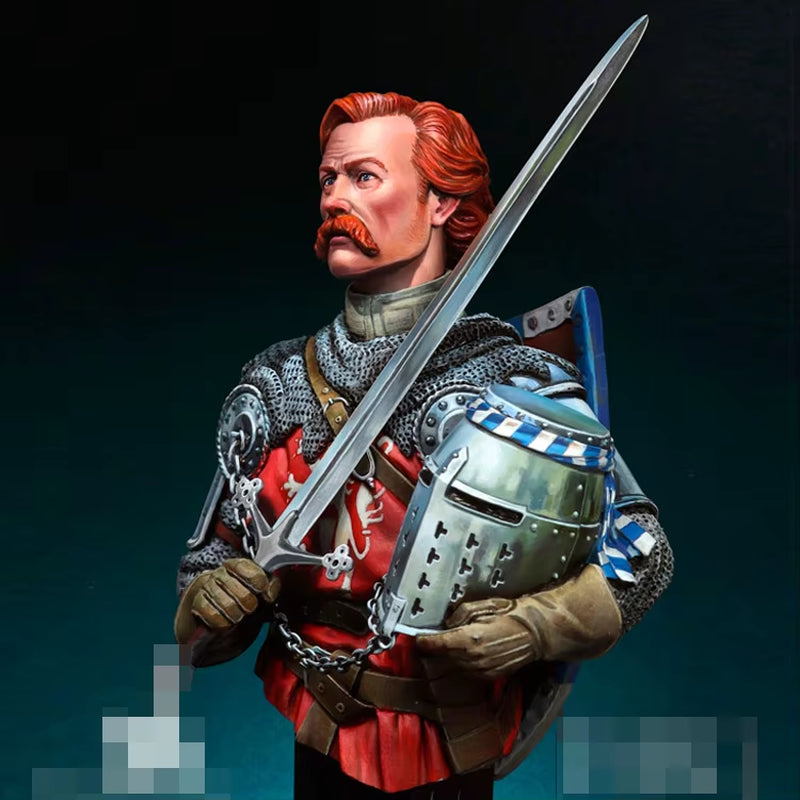Medieval Scottish Warrior with Heraldic Lion Shield 1/12 Resin Bust Kit - resin model view 5