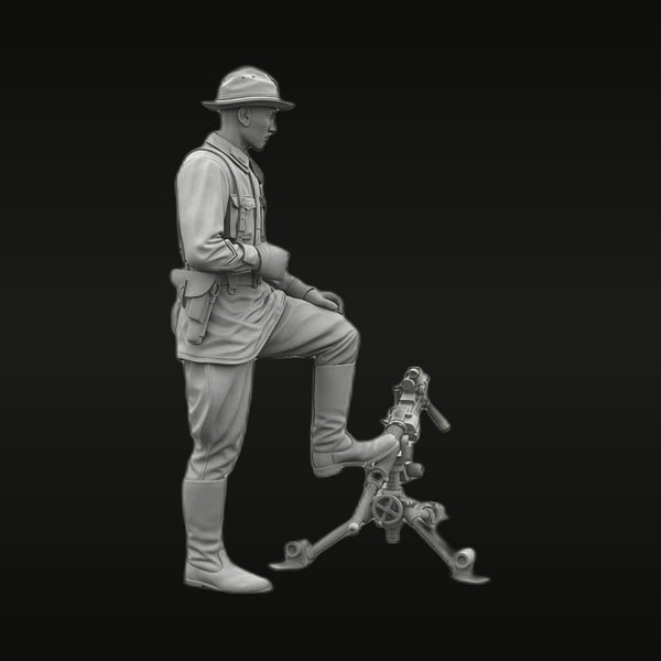 WWI Officer with Maxim Gun Emplacement 1/35 Resin Figure Kit