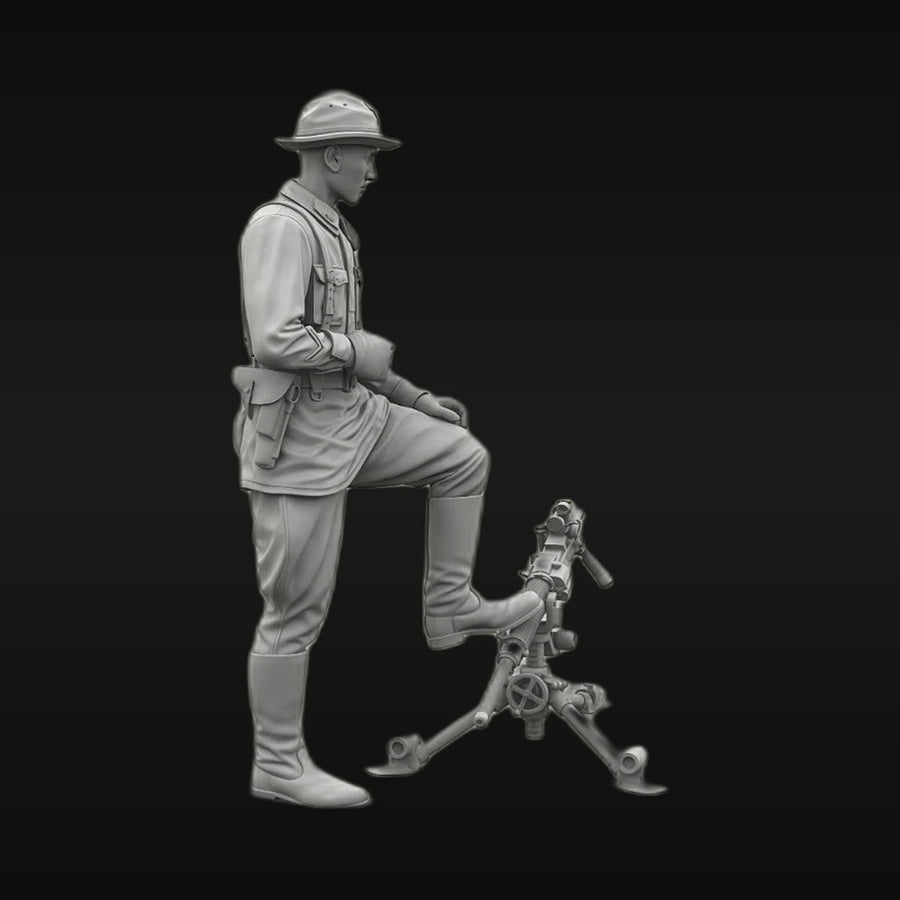 WWI Officer with Maxim Gun Emplacement 1/35 Resin Figure Kit - unpainted resin model kit