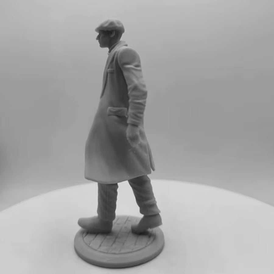 1920s-1930s Civilian Male in Long Overcoat and Flat Cap 75mm Resin Figure Kit - resin model view 4
