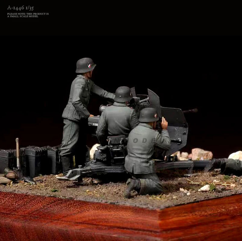 WWII German MG42 Crew Emplacement 3-Figure Set 1/35 Resin Diorama Kit - resin model view 2