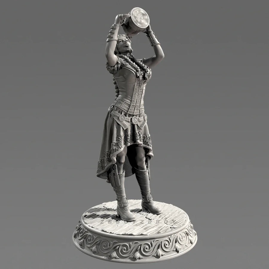 Steampunk Female Warrior with Artifact 38mm Resin Figure Kit - resin model view 3