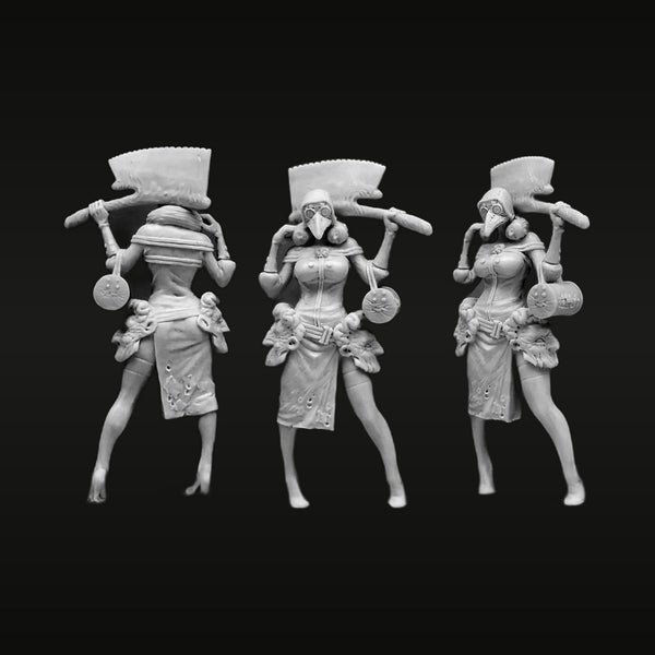Dark Fantasy Female Plague Doctor with Cleaver 30mm Resin Figure Kit