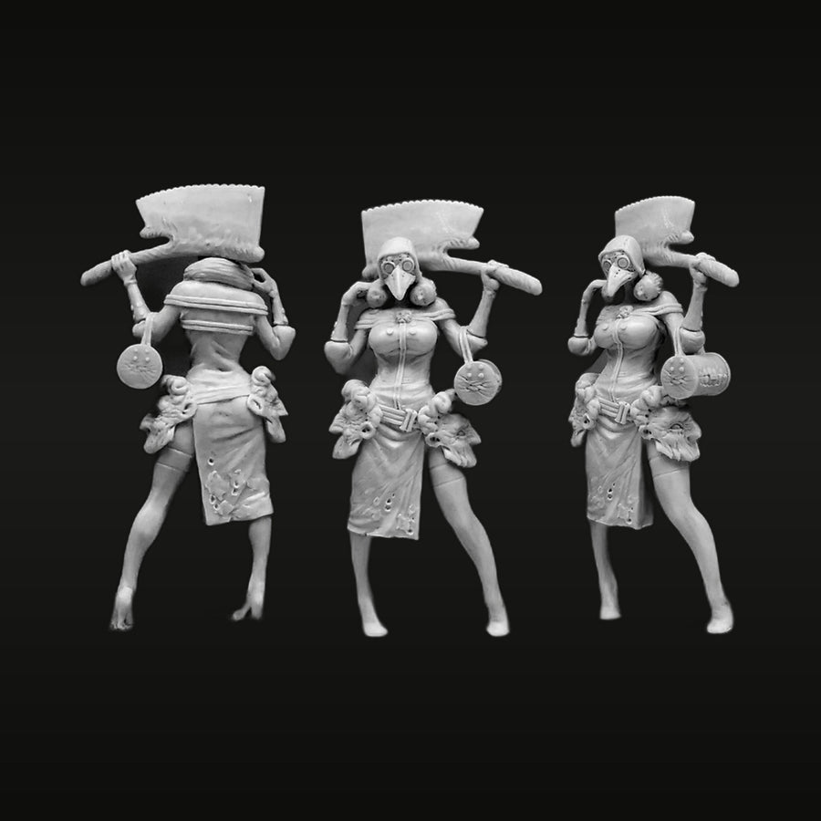 Dark Fantasy Female Plague Doctor with Cleaver 30mm Resin Figure Kit - unpainted resin model kit