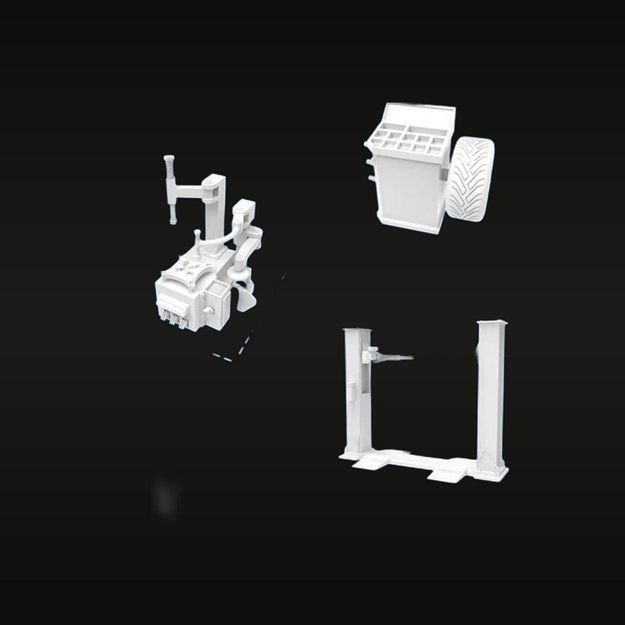 Auto Repair Shop Equipment Set 1/64 Resin Model Kit - unpainted resin model kit