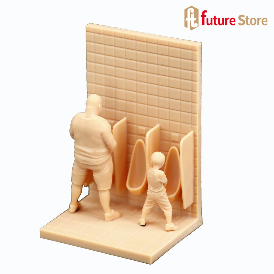 Public Toilet Wall with Urinals 1/64 Resin Diorama Terrain - resin model view 3