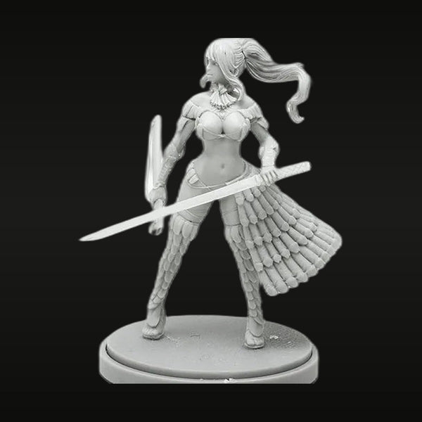 Fantasy Winged Female Warrior with Sword and Shield 28mm Resin Figure Kit