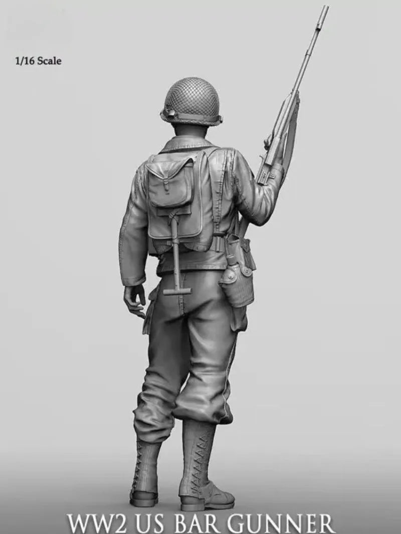 1/16 Scale Resin Figure Assembled Model Kit WW2 US BAR GUNNER History Miniature Diorama Sculpture Unassembled and Unpainted