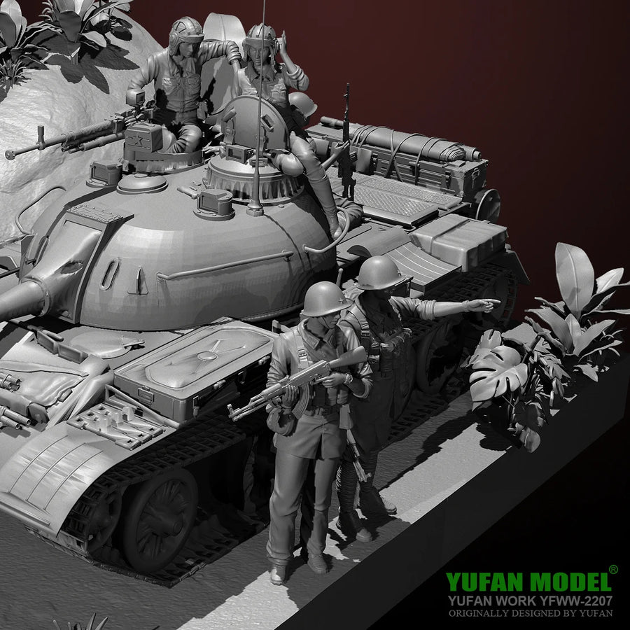 Cold War Soviet T-54/55 Tank Crew Diorama Set 1/35 Scale Resin Kit - resin model view 2