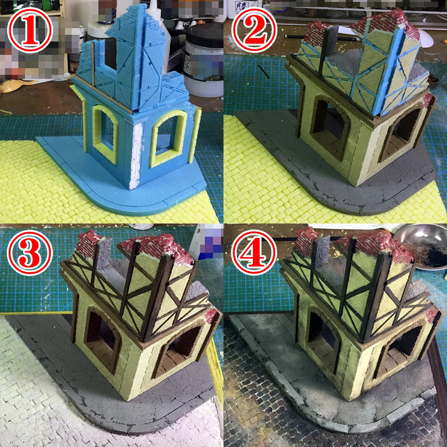Assembly Architectural Model Sand Table Building Ruined Debris Residual Wall Damaged Buildings Diorama Scale Model Kit 1/35