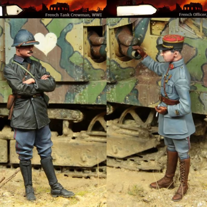 WWI French General Officer & Infantryman 1/35 Resin Figure Set - resin model view 2