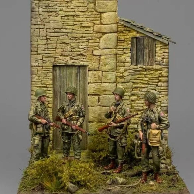 1/35 Scale Die-Cast Resin Figure Model Kit WWII US 101St Airborne Trooper Set 4 Figures Unassembled Unpainted