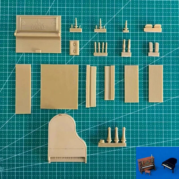 1/35 Grand Piano Interior Furnishing Set with Candlesticks Resin Diorama Kit