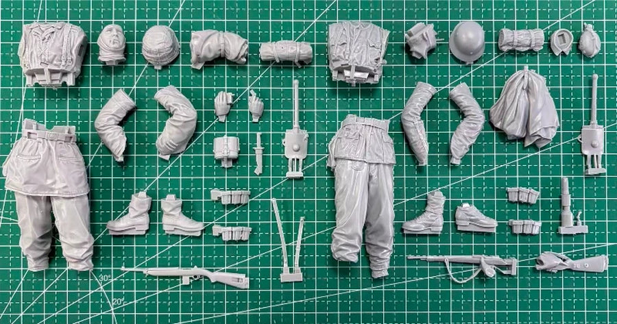 1/16 Scale Die-Cast Resin Figure Model Kit Poteau Ambush Battle Series 4 Figures Unassembled Unpainted No Base