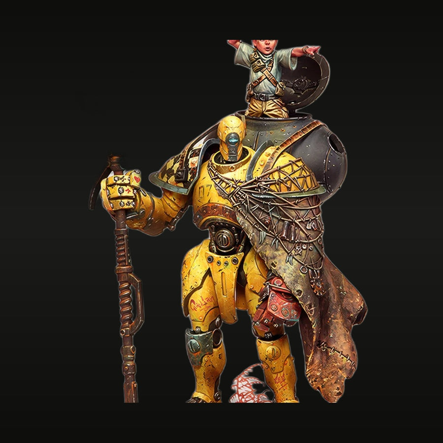Sci-Fi Post-Apocalyptic Armored Warrior with Child 1/24 Resin Figure - unpainted resin model kit