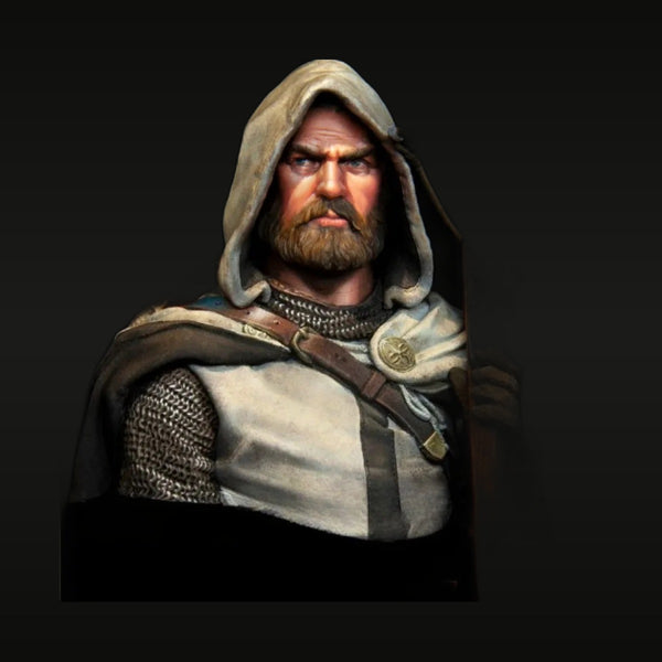 Medieval Teutonic Knight with Hooded Surcoat 1/10 Resin Bust Kit
