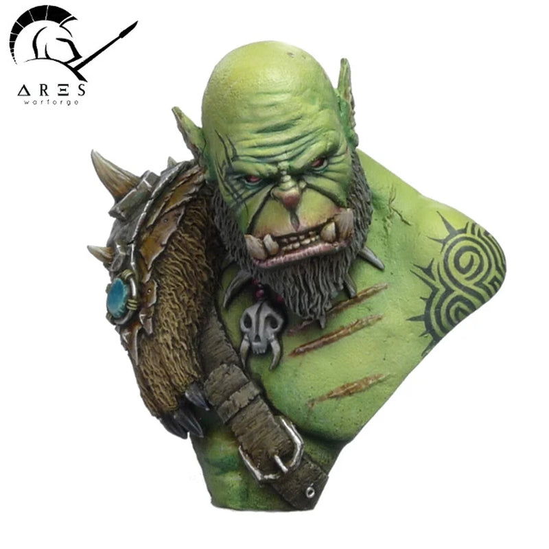 Fantasy Orc Warrior Orgrim Spiked Pauldron 75mm Resin Bust Kit - unpainted resin model kit