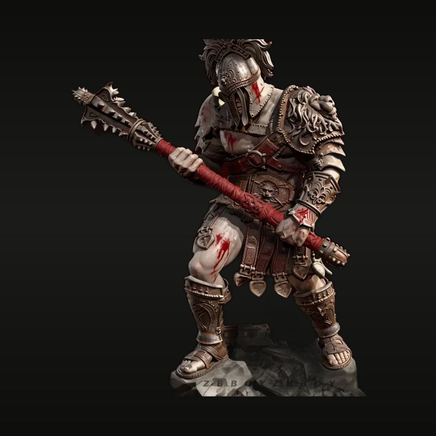 Armored Warrior with Spiked Axe 55mm Resin Figure Kit - unpainted resin model kit