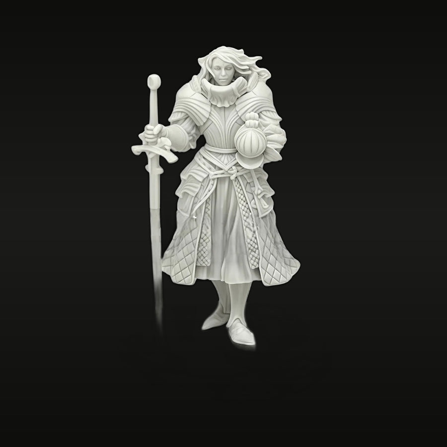 Fantasy Female Warrior with Sword and Shield 40mm Resin Figure - unpainted resin model kit