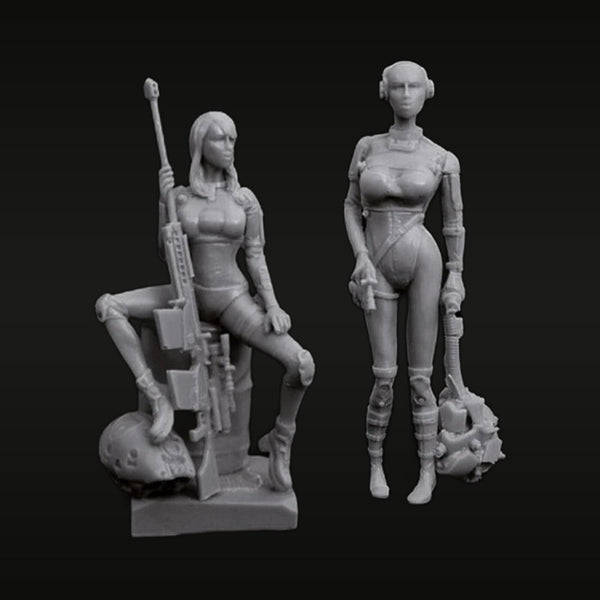 Sci-Fi Female Soldier & Cyborg Operator 1/35 Resin Figure Set