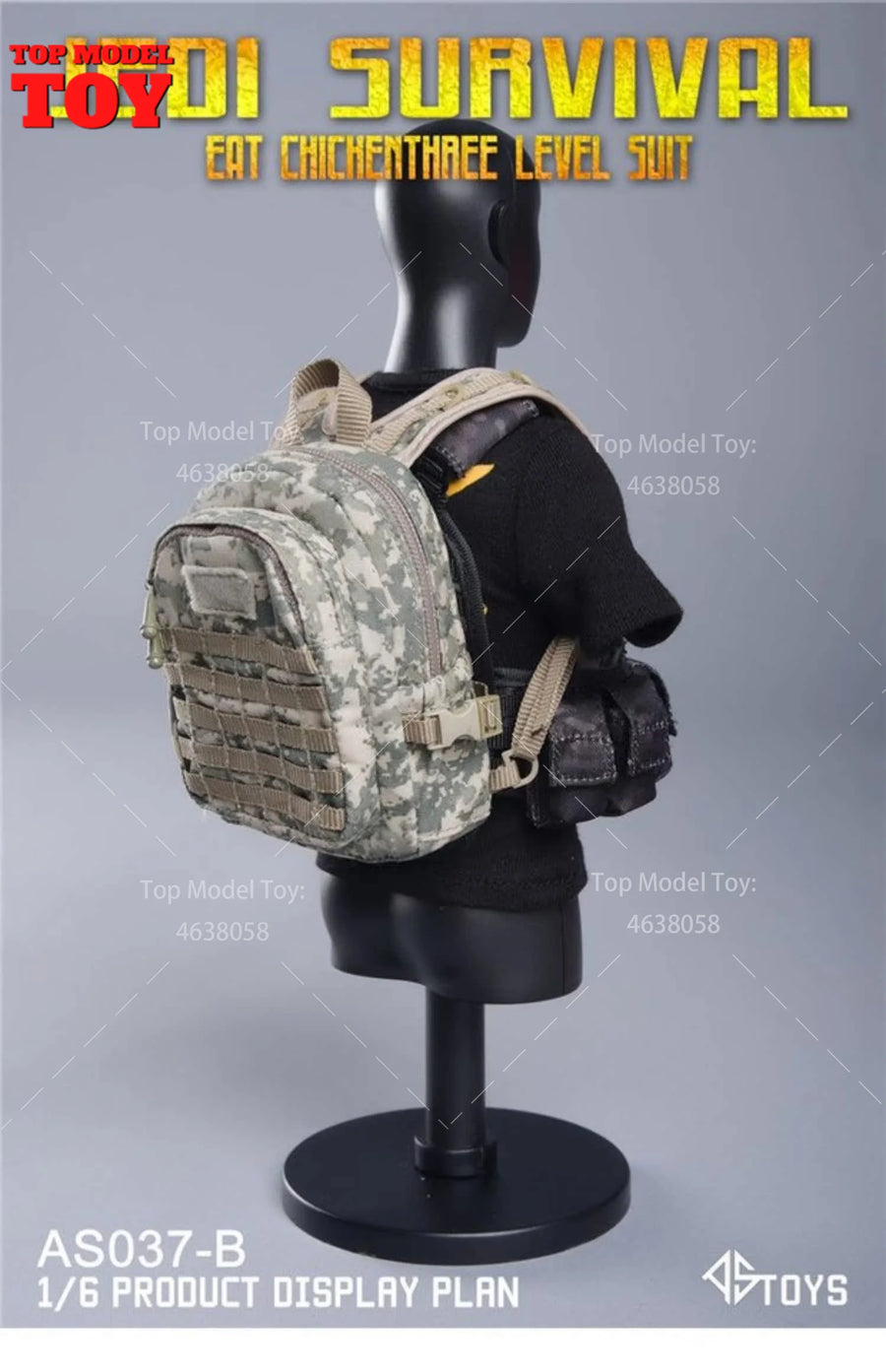 ASTOYS AS037 1/6 Scale Chest Hanger Gun Tactical Backpack Set Scene Accessories Model for 12'' Male Soldier Action Figure Dolls
