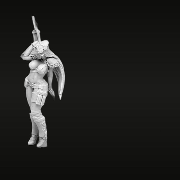Fantasy Female Warrior with Spear and Shield 75mm Resin Figure Kit