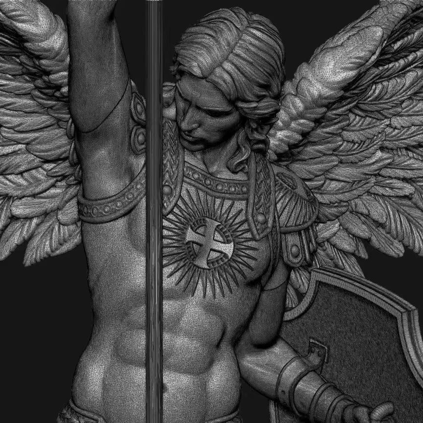 Saint Michael Archangel Defeating Dragon 75mm Resin Figure Kit - resin model view 5