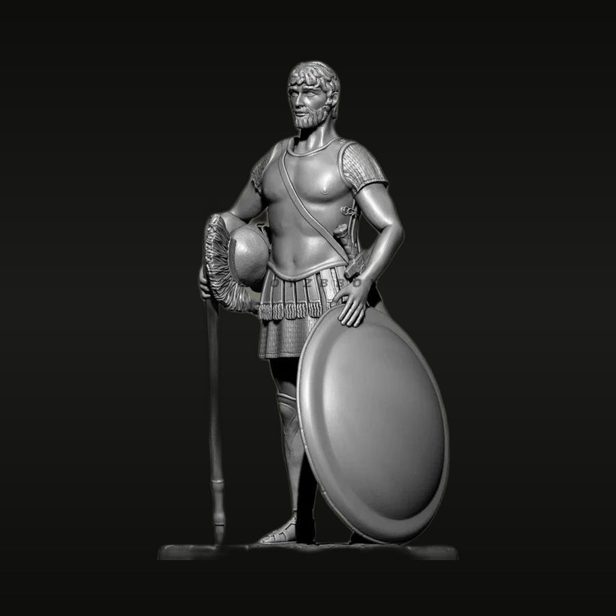 Ancient Greek Hoplite Warrior with Hoplon Shield 38mm Resin Figure - unpainted resin model kit