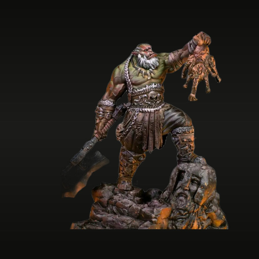 Fantasy Dwarf Warrior with Severed Head Trophy 1/24 Resin Bust Kit - unpainted resin model kit