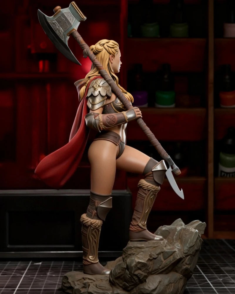 Fantasy Female Barbarian Warrior with Two-Handed Axe 1/24 Resin Bust Kit - resin model view 4