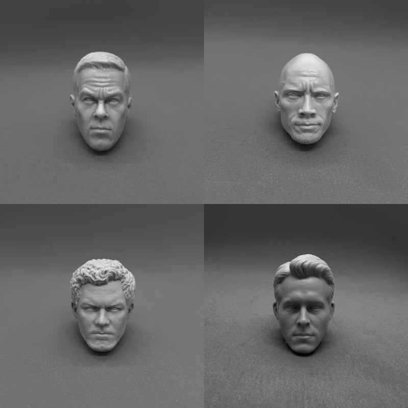 1/6 Scale Resin Diecast Head Sculpture Model European & American Male Movie Actors Head Carving Fit 12'' Action Figure Unpainted