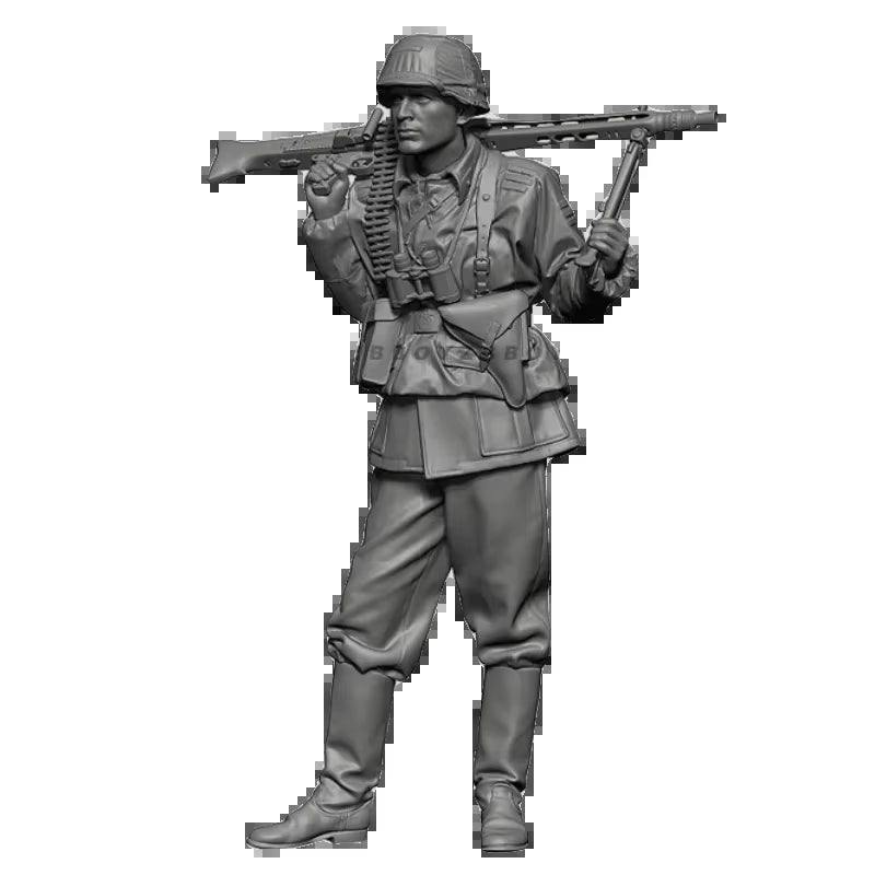 WWII German MG42 Gunner with Ammunition Belt 1/35 Resin Figure Kit - resin model view 4