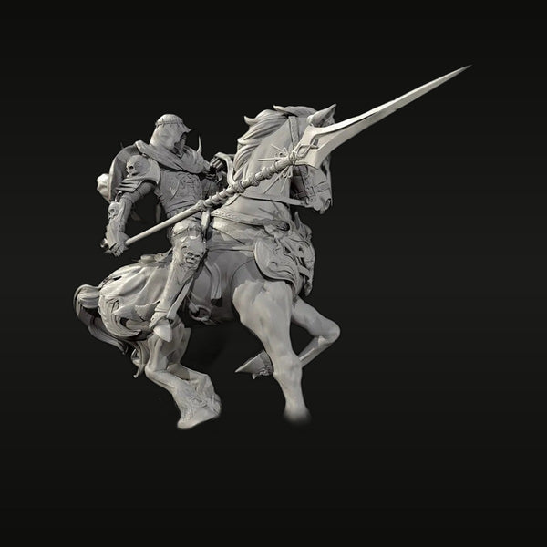 Medieval Knight Lancer on Armored Horse 55mm Resin Figure Kit