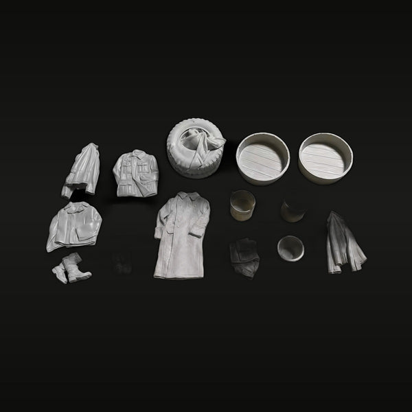 WWII Military Field Uniform & Accessory Parts Set 1/35 Resin Kit