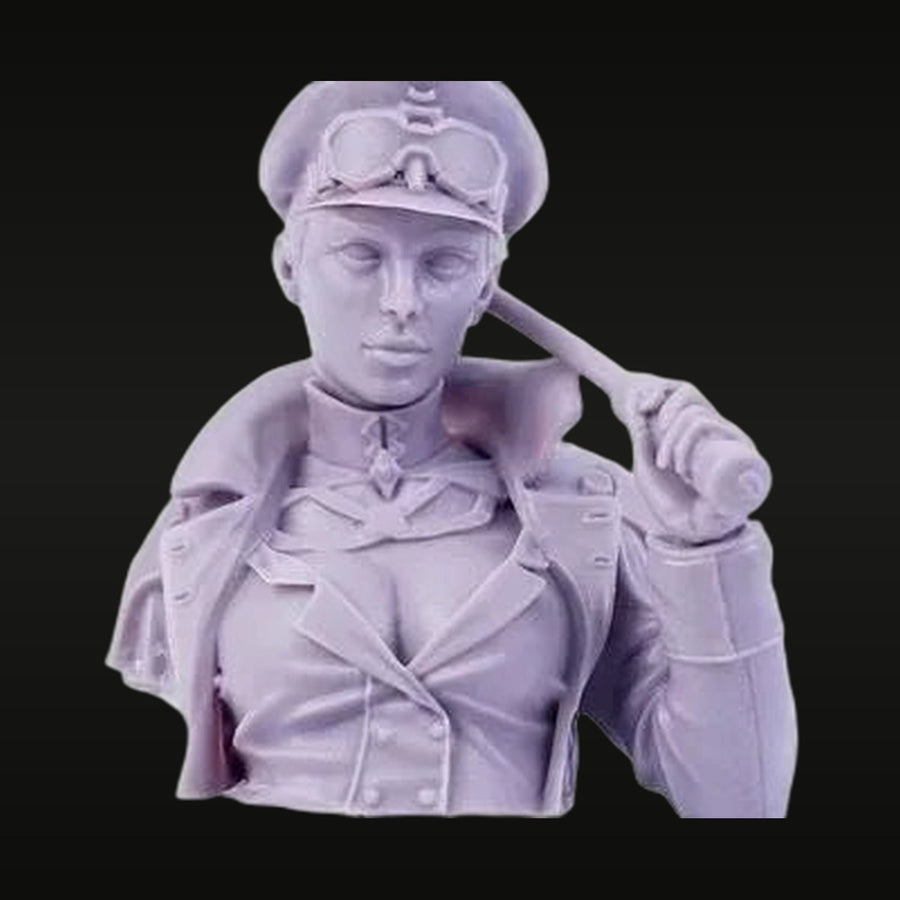 WWII Military Pilot Officer with Flight Cap 1/12 Resin Bust - unpainted resin model kit