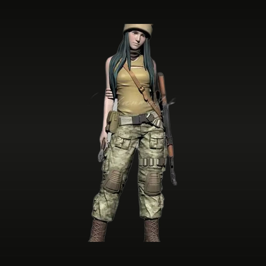 Modern Female Tactical Operative with Rifle 1/35 Resin Figure Kit - unpainted resin model kit