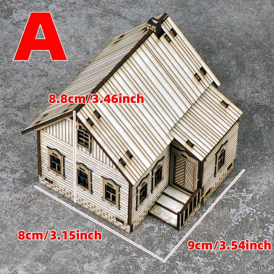 Assembly Architectural Model Sand Table Europe Rural Villa Log Cabin Wooden House Building Diorama Scale Model Kit 1/72