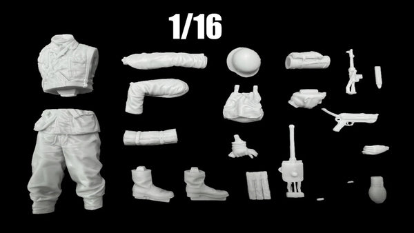 WWII US Soldier with Rifle & Pistol 1/16 Resin Figure Kit