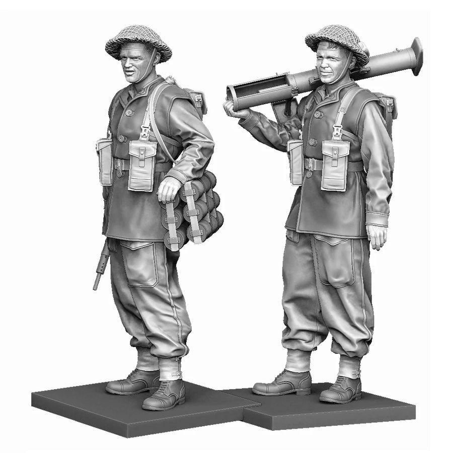 1/35 WW2 British PIAT Infantry Team, Resin Model Figure Soldier, GK, WWII Military Theme, Unassembled and Unpainted Kit