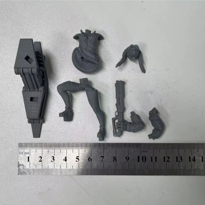 Sci-Fi Female Cyberpunk Assassin with Gauss Rifle 1/24 Resin Figure Kit - resin model view 5